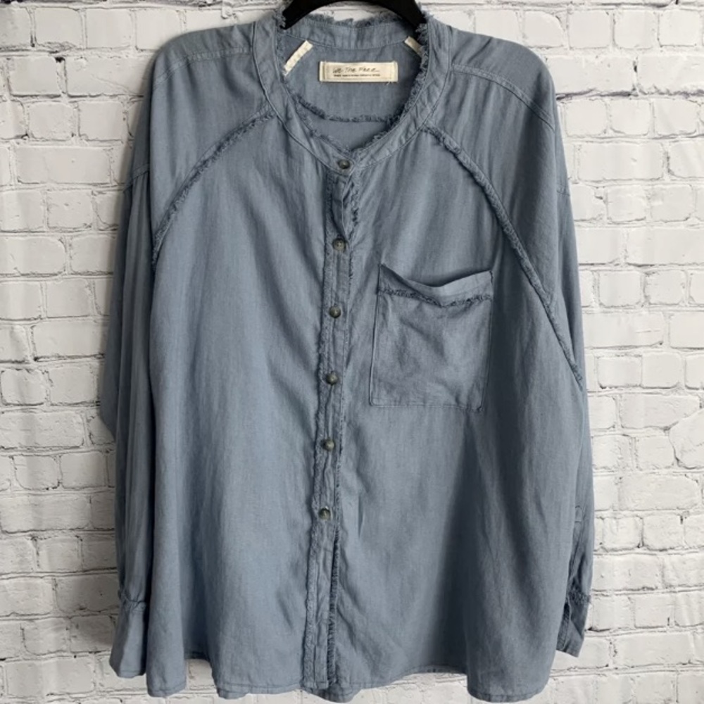 We The Free Keep It Simple Button Down Fringe Fra… - image 1